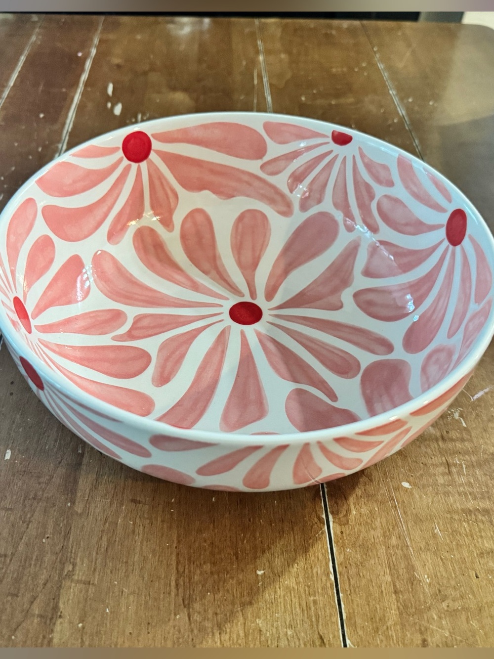 Rise & Shine Ceramics Retro Pink Floral Serving Fruit Bowl